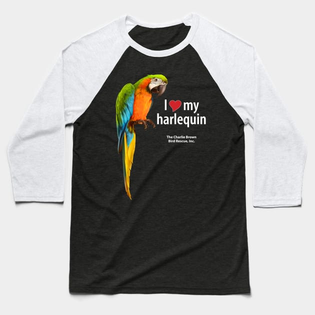 CB Harlequin Macaw Baseball T-Shirt by Just Winging It Designs